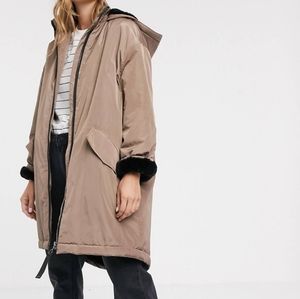 ASOS DESIGN faux fur lined raincoat